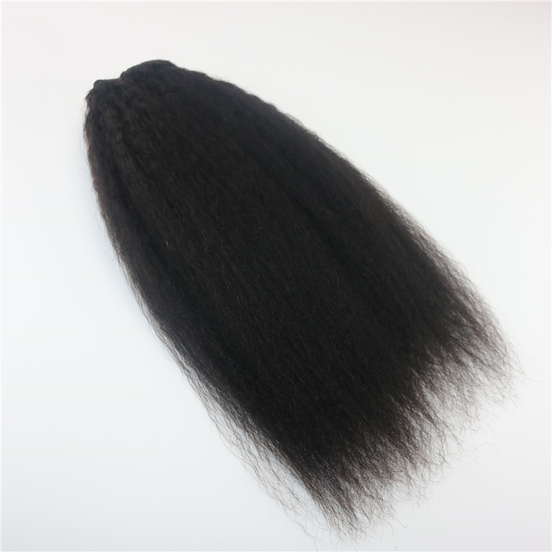 Afro Kinky Straight Brazilian Human Hair Clips Hair Extension 1B Natural Color Hair African American 7PCS 120gram