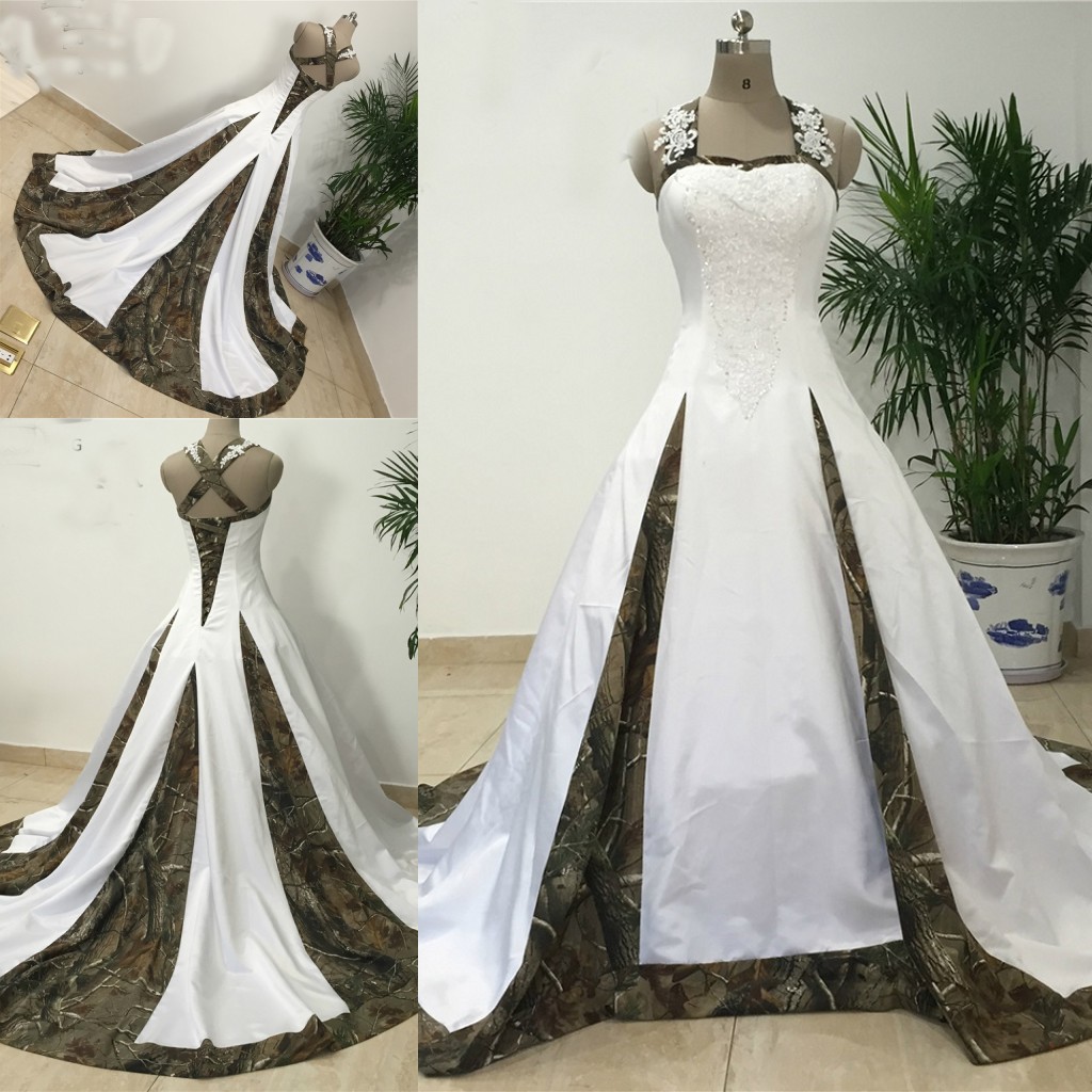 2017 Real Image A Line Camo Wedding Dresses Lace Applique Beading Ball Gown Sweep Train Bridal Gowns Lace Up Back, Black
2017 Real Image A Line Camo Wedding Dresses Lace Applique Beading Ball Gown Sweep Train Bridal Gowns Lace Up Back, Black