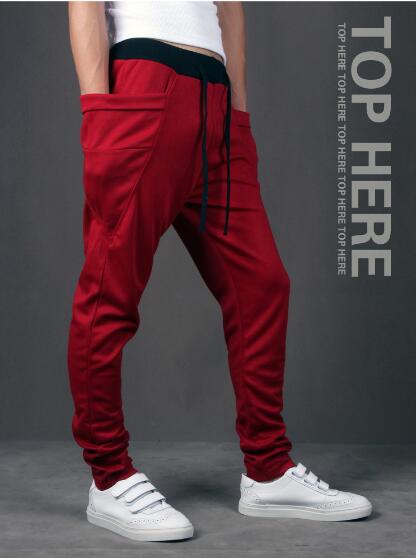 Wholesale- Male Sports Pants Men Casual Trousers Hip Hop Harem Pants Loose Trousers Boy Joggers Sweatpants Plus Size