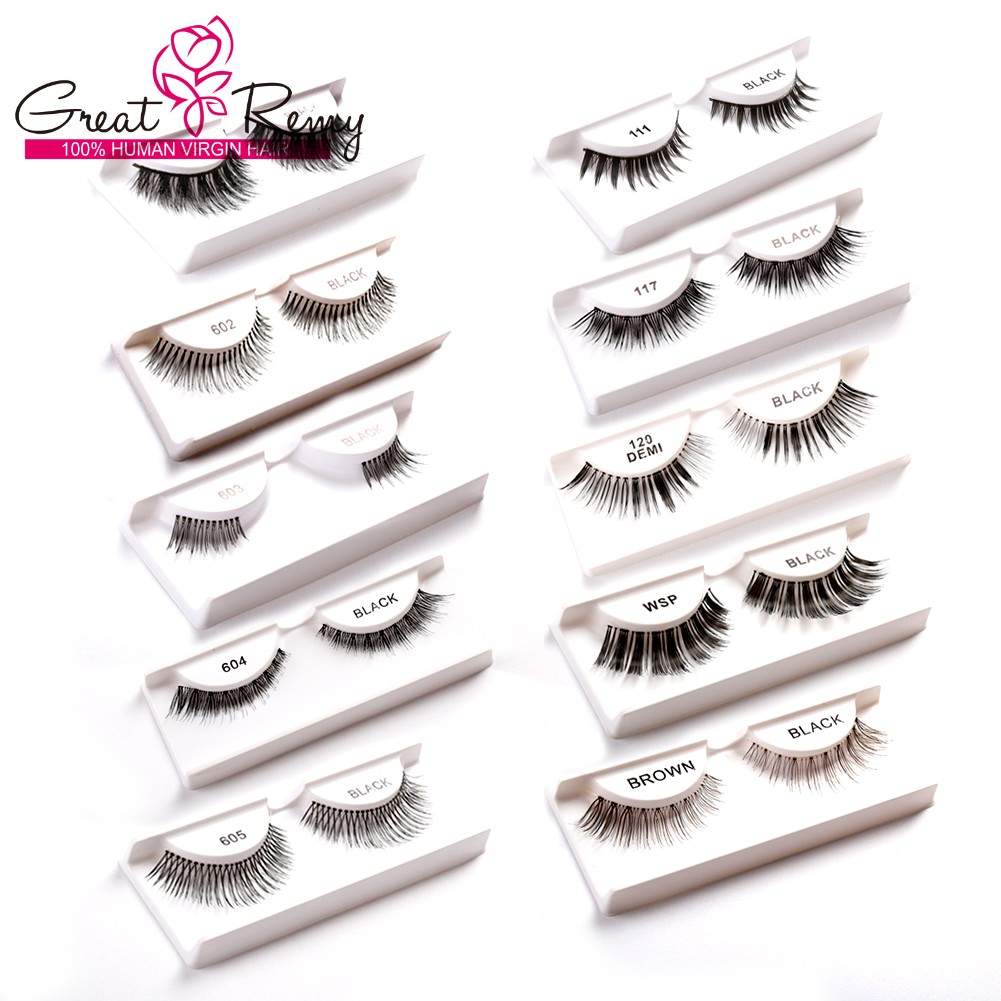 greatremy 10 pairs separate package handmade eyelashes lightweight and comfortable reusable black and brown travel false eyelashes