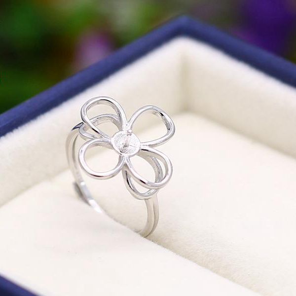 4-9mm pearl Semi Mount Engagement Wedding 925 Sterling Silver Plated Gold Ring Fine Silver Jewelry Setting