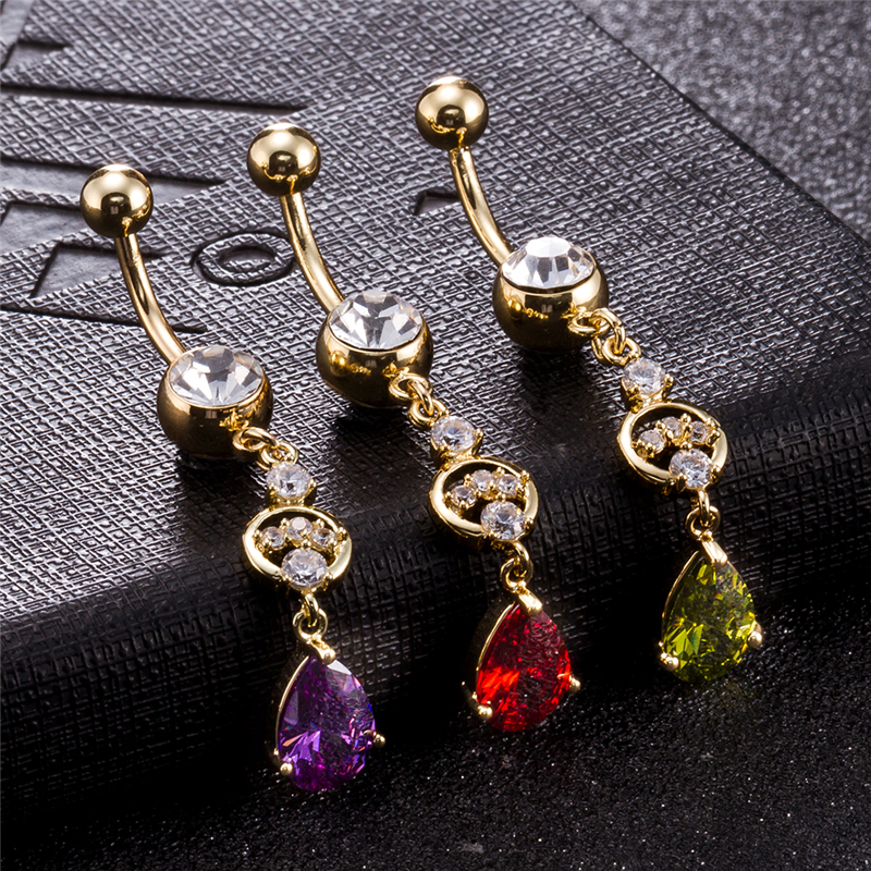 18K Yellow Gold Plated Women Piercing Body Jewelry Belly Button Navel Rings Body Piercing Jewelry Dangle Accessories