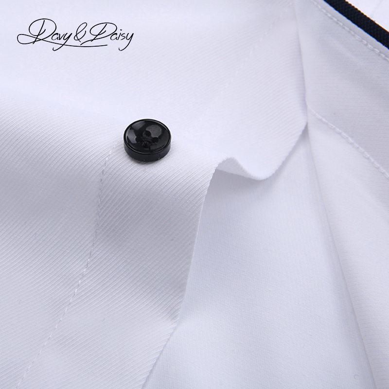 Wholesale- DAVYDAISY Men Shirt High Quality Turn Down Collar Short Sleeved Classical Solid Twill Brand Clothing Dress Shirt Man DS088