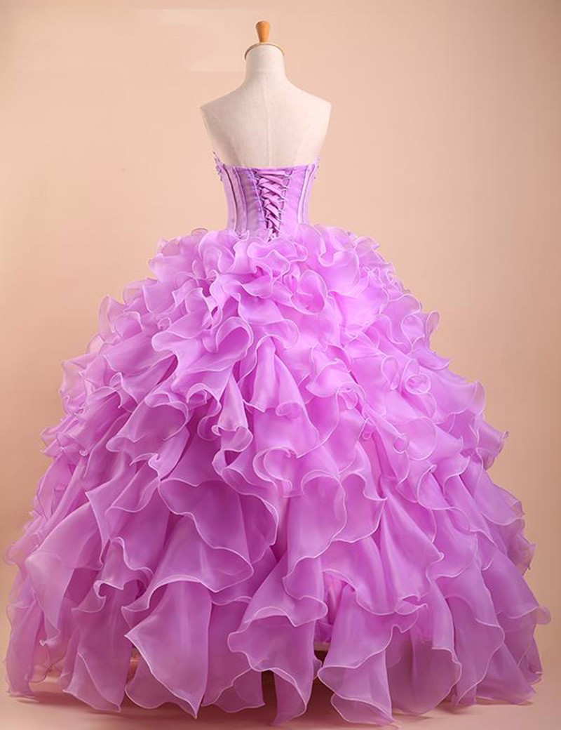 2017 Sexy Sweetheart Crystal Lace Ball Gown Quinceanera Dresses with Appliques Organza Sweet 16 Dresses Vestido Debutante Gowns BQ15