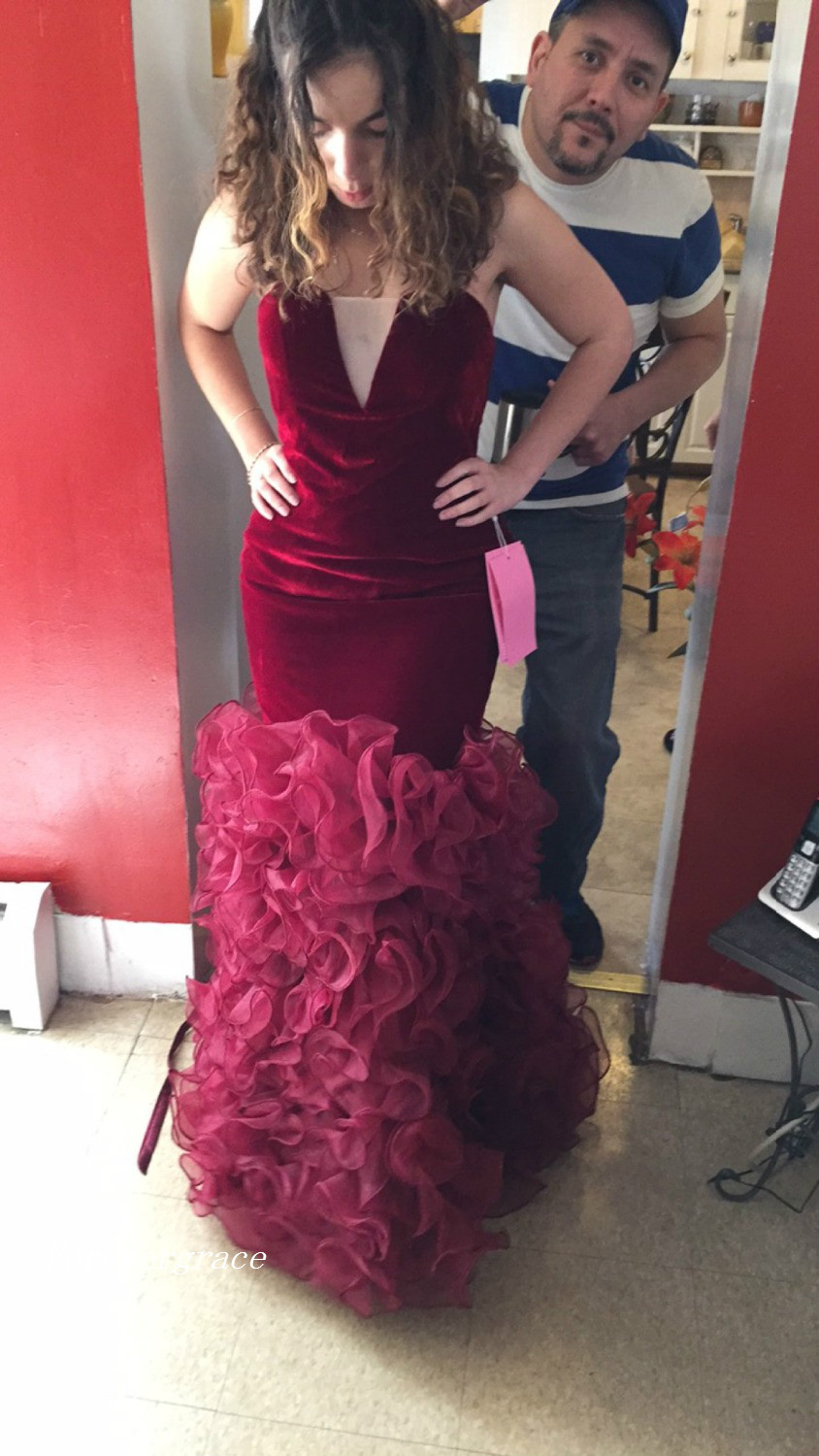 Sexy Burgundy Mermaid Long Prom Dress African Sweetheart Ruffles Open Back Formal Evening Party Gown Custom Made Plus Size