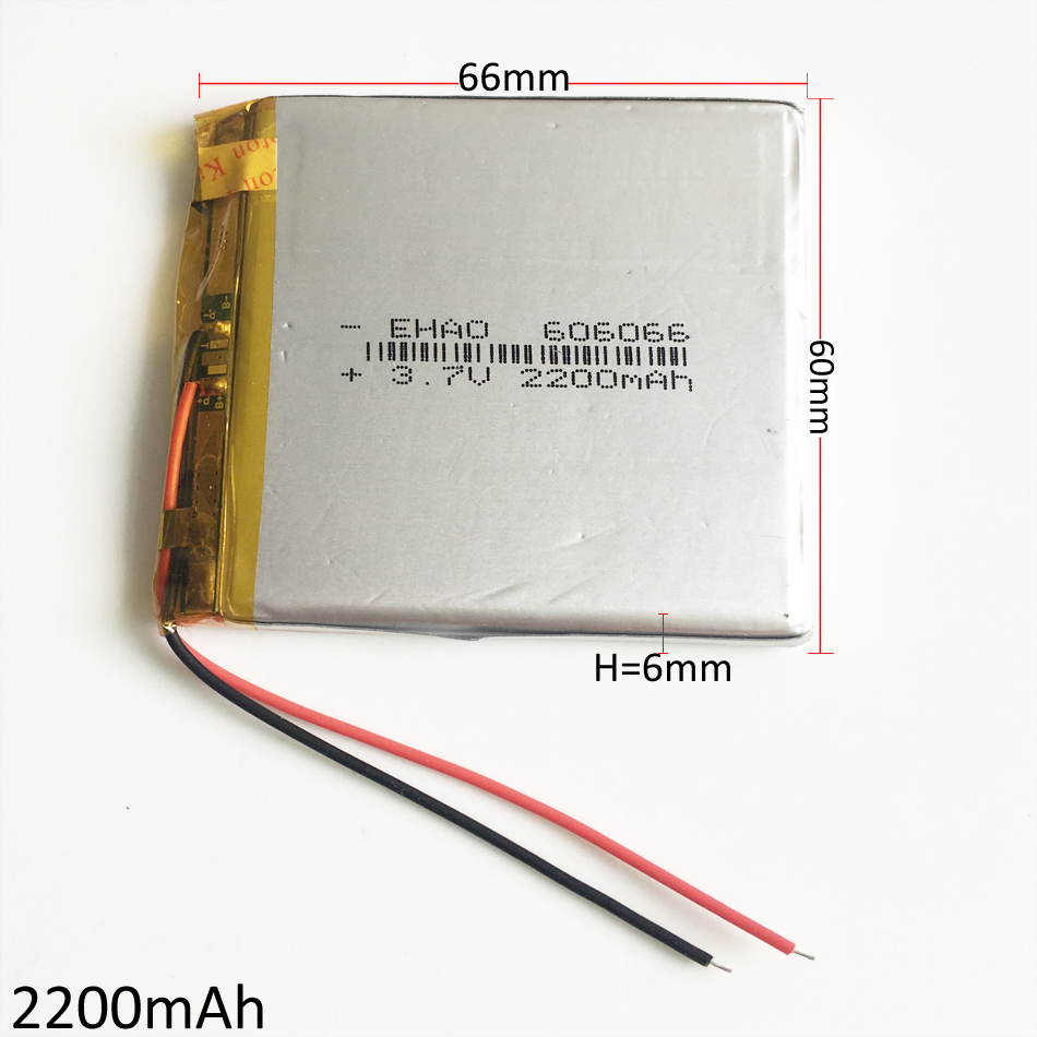 Model 606066 3.7V 2200mAh Li Polymer Lithium Rechargeable Battery high capacity cells For DVD PAD GPS power bank Camera E-books Recorder
Model 606066 3.7V 2200mAh Li Polymer Lithium Rechargeable Battery high capacity cells For DVD PAD GPS power bank Camera E-books Recorder