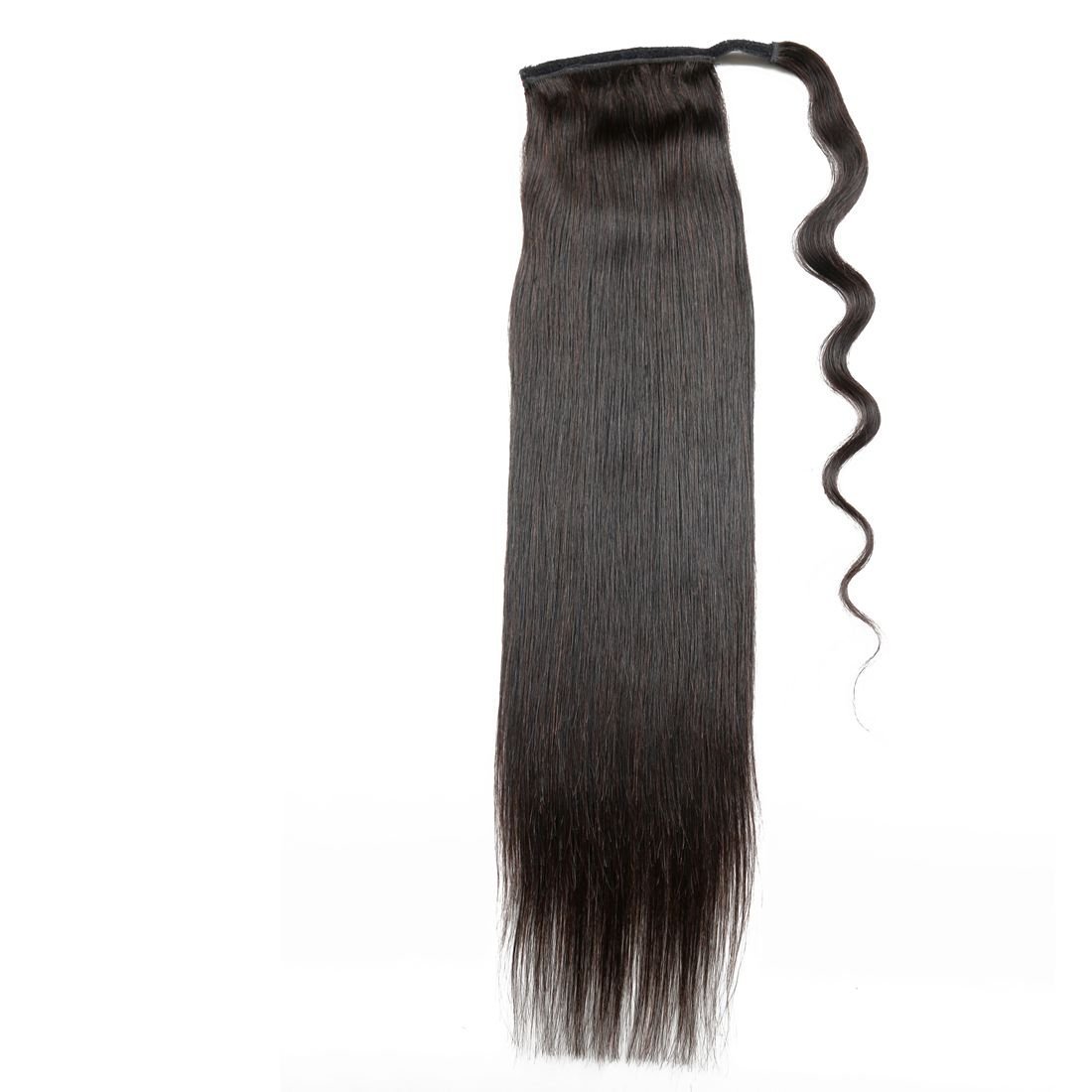 dora 18" silk Straight Ponytail Hair Extension Human Hair Wrap Ponytail Hairpiece 100g natural color 1#
