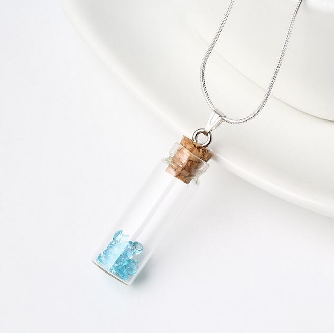 Brand new Handmade diy Wishing Bottle Pendant Necklace Harajuku Girl Colorful Bracelet WFN301 (with chain) mix order 20 pieces a lot