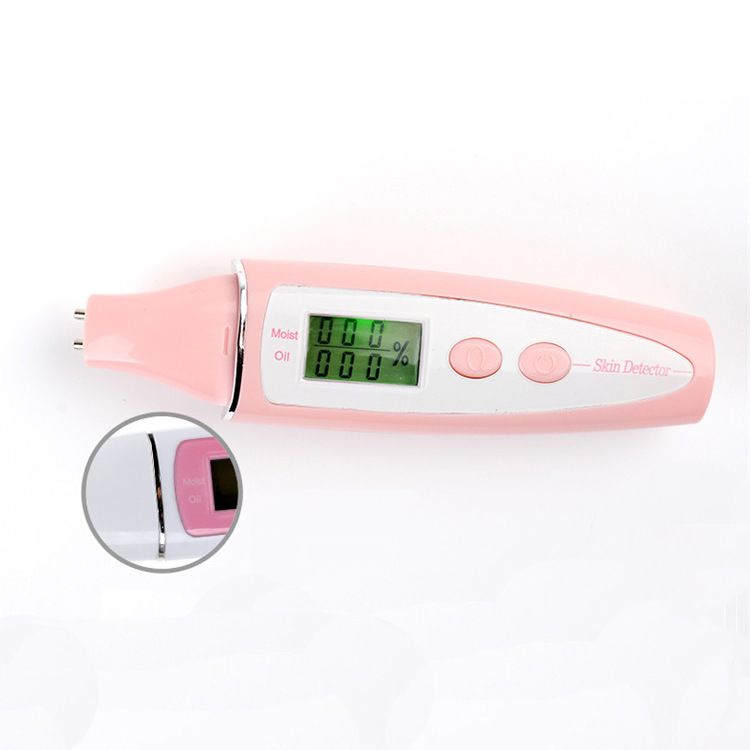 New Arrival Patent Design LCD Display Facial Beauty Equipment Skin Oil Moisture Analyzer Testing Skin Tester Pink White 0609011