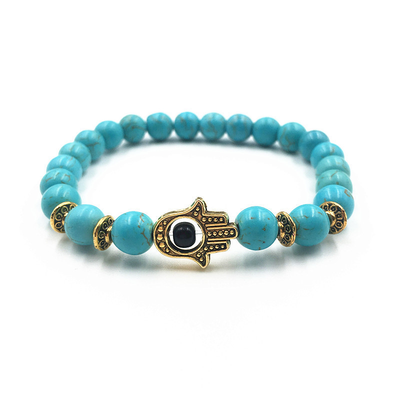 Hot sale Natural Energy Healing Turquoise Stone Beaded Handmade Hamsa Bracelet Palm Charm Hand Of Fatima Bracelet Jewelry
Hot sale Natural Energy Healing Turquoise Stone Beaded Handmade Hamsa Bracelet Palm Charm Hand Of Fatima Bracelet Jewelry