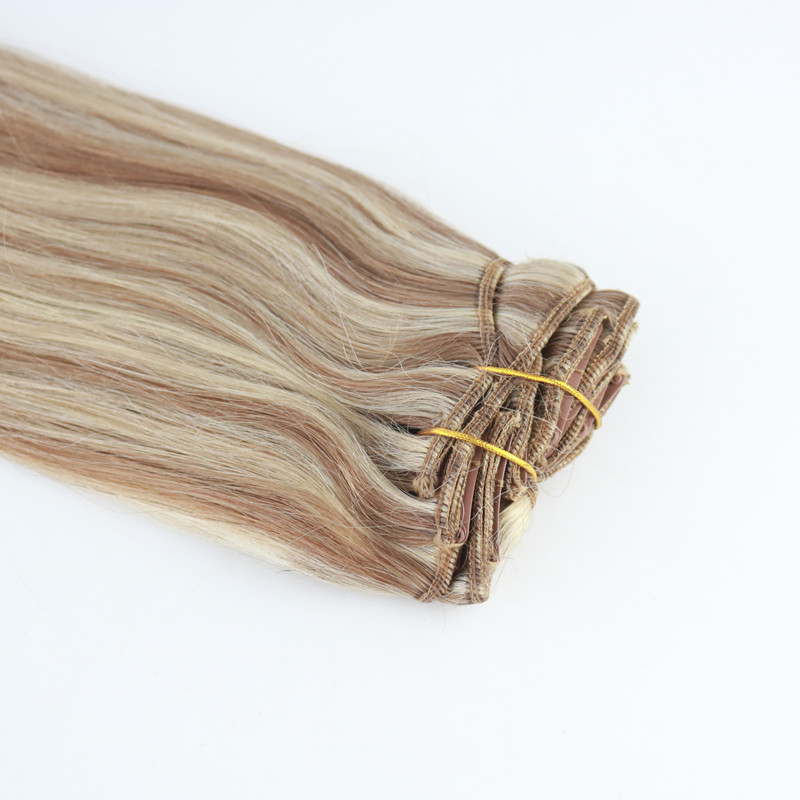 Balayage Ombre Clip In Remy Human Hair Extension Golden Blonde Brazilian hair 8A Hot Hair 100g/piece