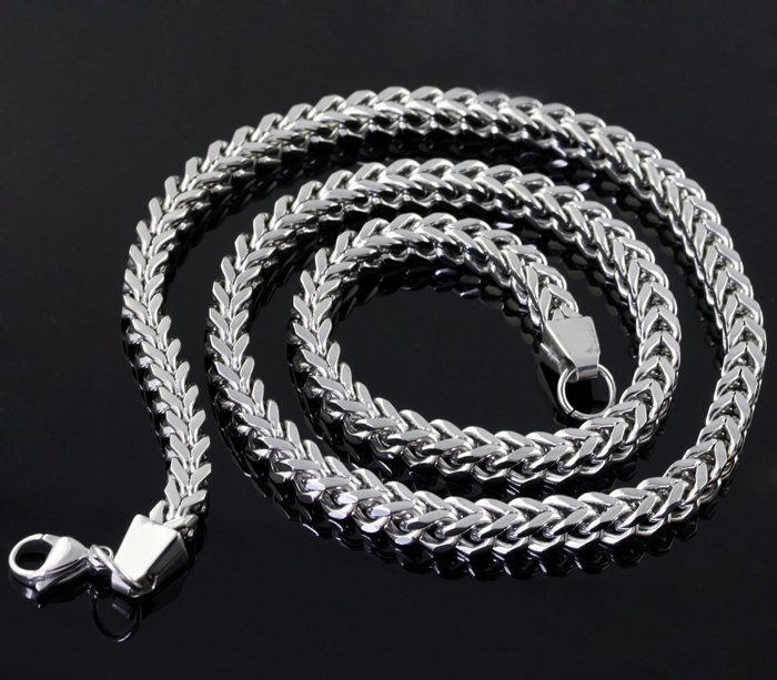 wholesale High Quality jewelry Stainless Steel Fashion Silver square figaro Chain Necklace 6mm wide 24 inches for Men's Gifts Hip-Hop Bling