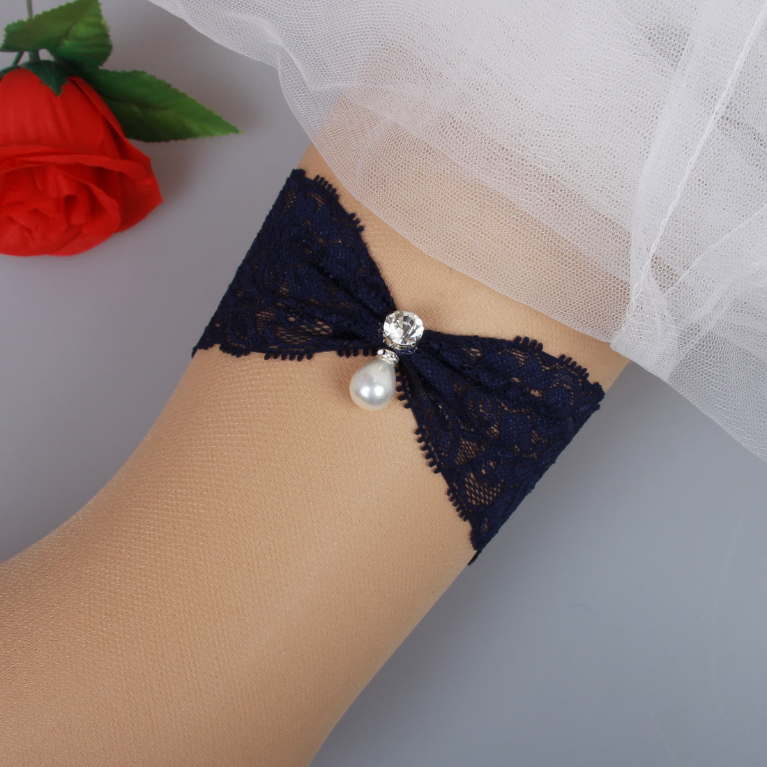 Vintage Bridal Garters Prom Garter Bridal Wedding Garter 2 Piece set Navy Blue Lace Rhinestones Pearls In Stock Cheap Plus Size, Dark blue
Vintage Bridal Garters Prom Garter Bridal Wedding Garter 2 Piece set Navy Blue Lace Rhinestones Pearls In Stock Cheap Plus Size, Dark blue
