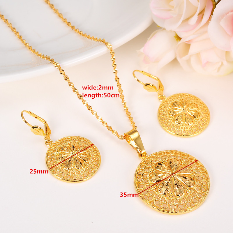 New Fashion Ethiopian Jewelry Set Pendant Necklace & Earring Fashion Circle Design 24k Yellow Solid Fine Gold GF, Silver
New Fashion Ethiopian Jewelry Set Pendant Necklace & Earring Fashion Circle Design 24k Yellow Solid Fine Gold GF, Silver