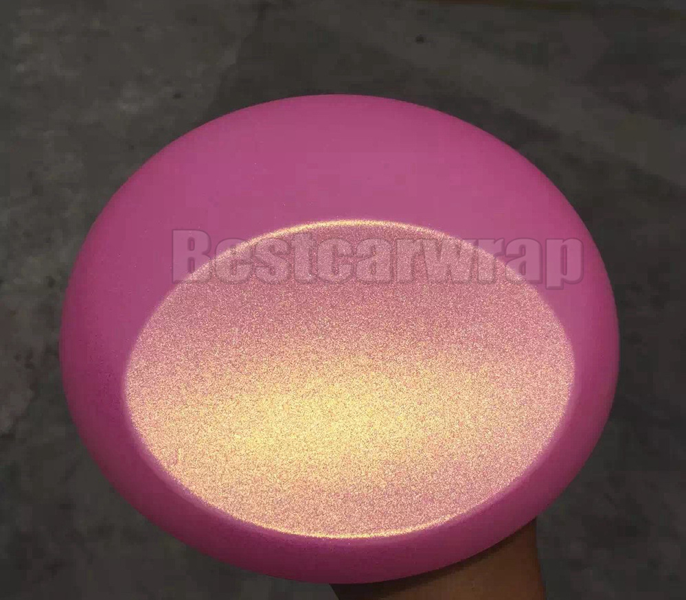 diamond Pink gold matte metallic color flow Vinyl Car Wrap Film air bubble Free For Vehicle Graphics Covers foil coating size 1.52x18m Roll low tack g