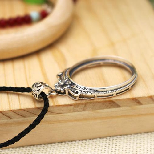 925 Sterling Silver Art Nouveau 22X26mm Oval Cabochon Semi Mount Party Pendant Fine Silver Women Flower Jewelry Setting