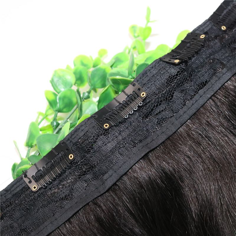 5Clips One Piece Clip In Human Hair Extensions With Lace Straight Brazilian Virgin Hair Ombre Dark Brown Balayage 2/6/18