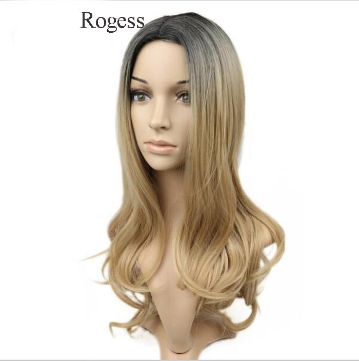 Fashion Ombre Blonde Womens Hair Long wave wig