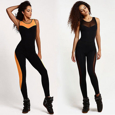 Wholesale- Women Slim Mesh Workout Fitness Jumpsuit Casual Black Skinny Romper Women Clothes