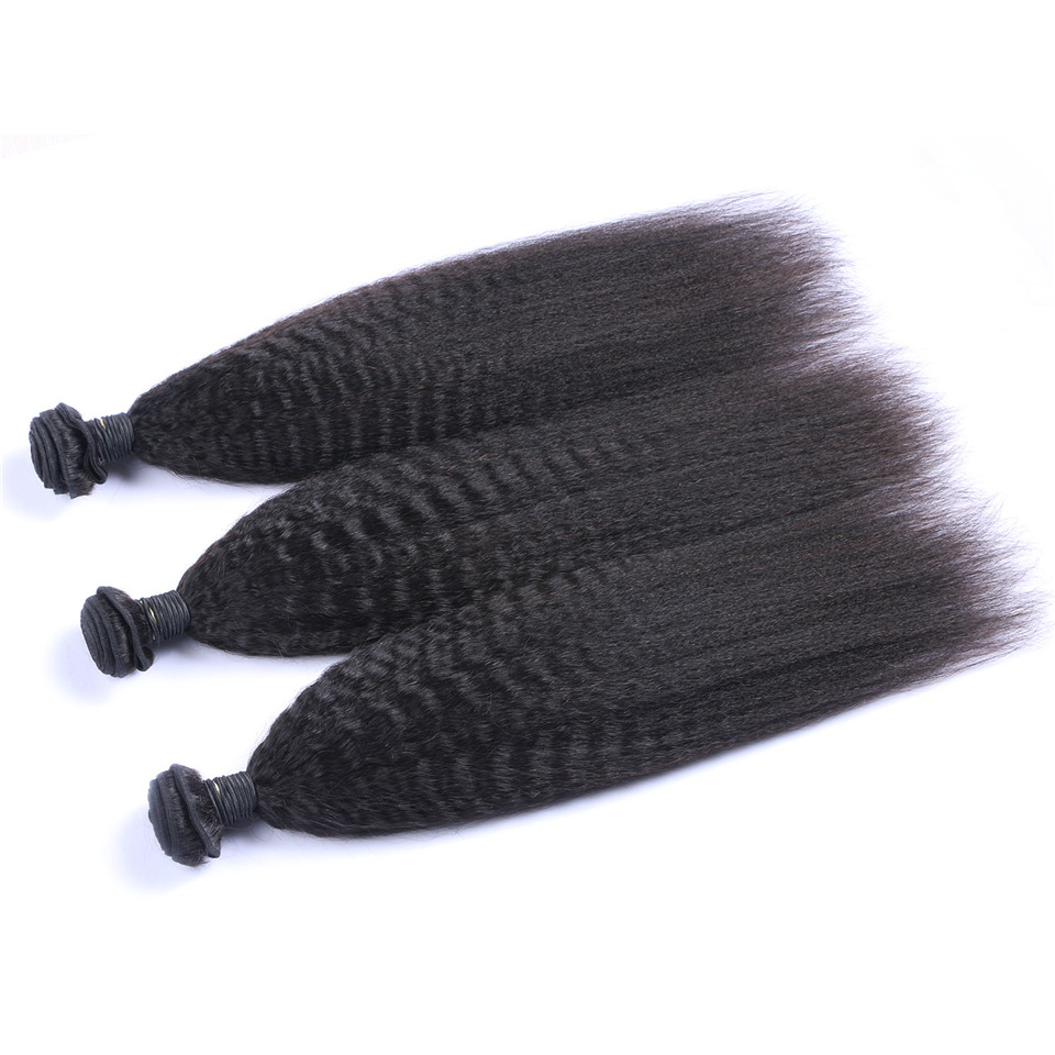 Indian Virgin Human Hair Yaki Kinky Straight Unprocessed Remy Hair Weaves Double Wefts 100g/Bundle 1bundle/lot Can be Dyed Bleached