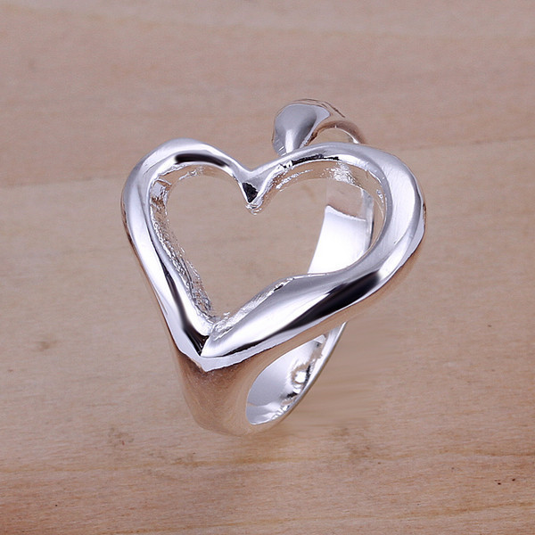 hot sale Open heart sterling silver jewelry ring for women WR009,fashion 925 silver Band Rings
