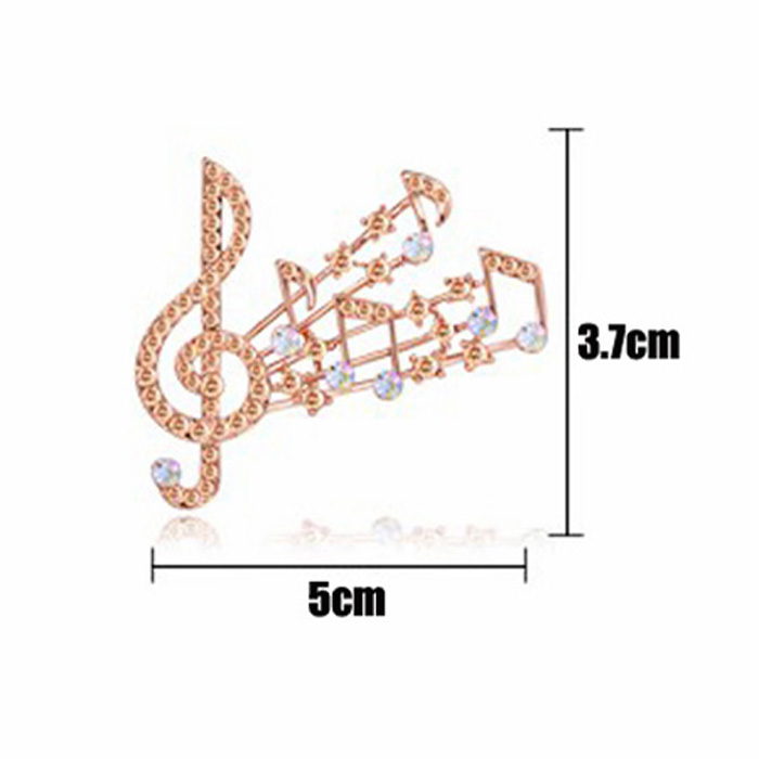 Fashion Exquisite Music Notation Brooch For Women Scarf Pins Shiny Crystal Rhinestone Brooches Wedding Bride Bouquet Corsage Jewelry Gifts