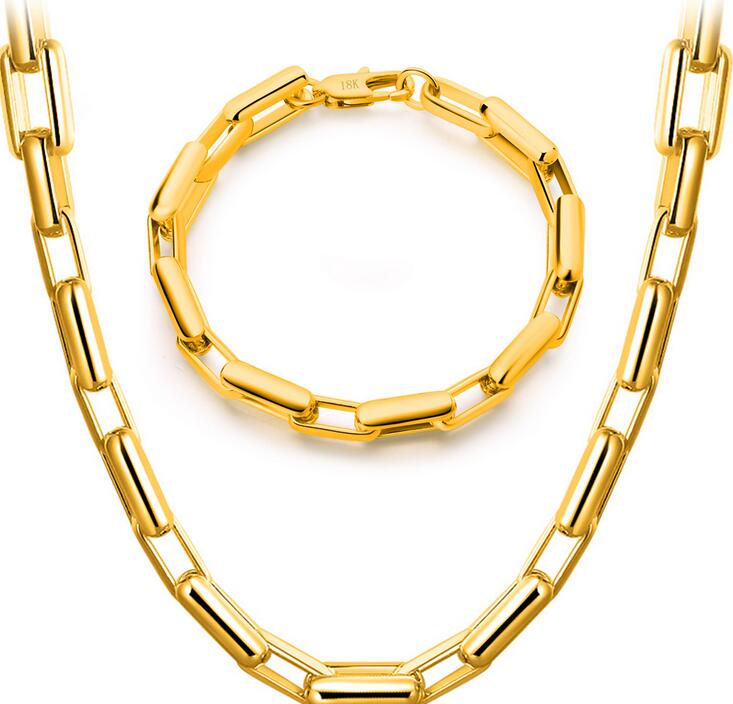 2017 hot sales Mark 18K gold platings Domineering Rough mad Necklace Bracelet man woman 9MM Gold bracelet necklace wedding Jewelry Set, Golden
2017 hot sales Mark 18K gold platings Domineering Rough mad Necklace Bracelet man woman 9MM Gold bracelet necklace wedding Jewelry Set, Golden