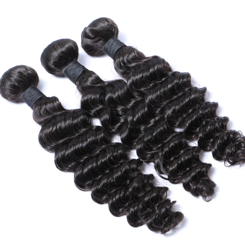 Human Hair Extensions Deep Wave Brazilian Virgin Hair Weave Bundles Natural Color 1b Black Remy Hair Weft