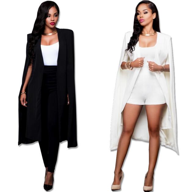 Fashion Cloak Cape Blazer Women Long Coat White Black Lapel Split Long Sleeve Pockets Solid Casual Suit Jacket Workwear
Fashion Cloak Cape Blazer Women Long Coat White Black Lapel Split Long Sleeve Pockets Solid Casual Suit Jacket Workwear