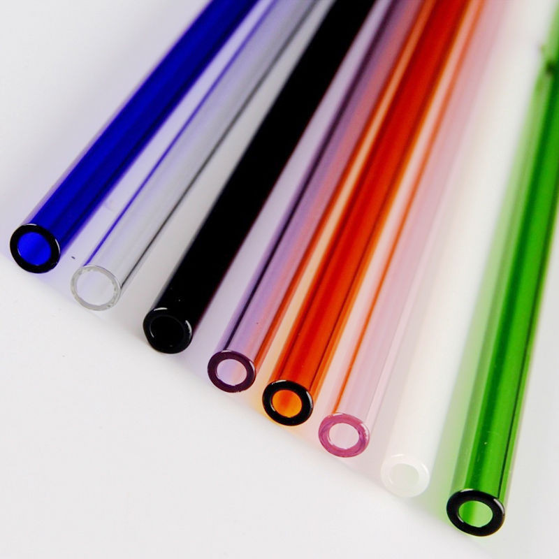 Colorful Pyrex Glass Drinking Straw Colorful Glass Drinking Straws Wedding Birthday Party Supplies Diameter 8mm 12pcs