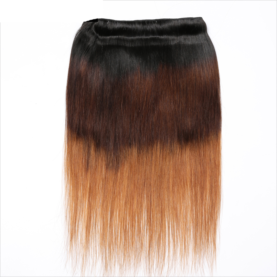 Free shipping Peruvian Straight Human Remy Hair Weaves Ombre 3 Tones 1B/4/30 Color Double Wefts 100g/pc Can Be Dyed Bleached