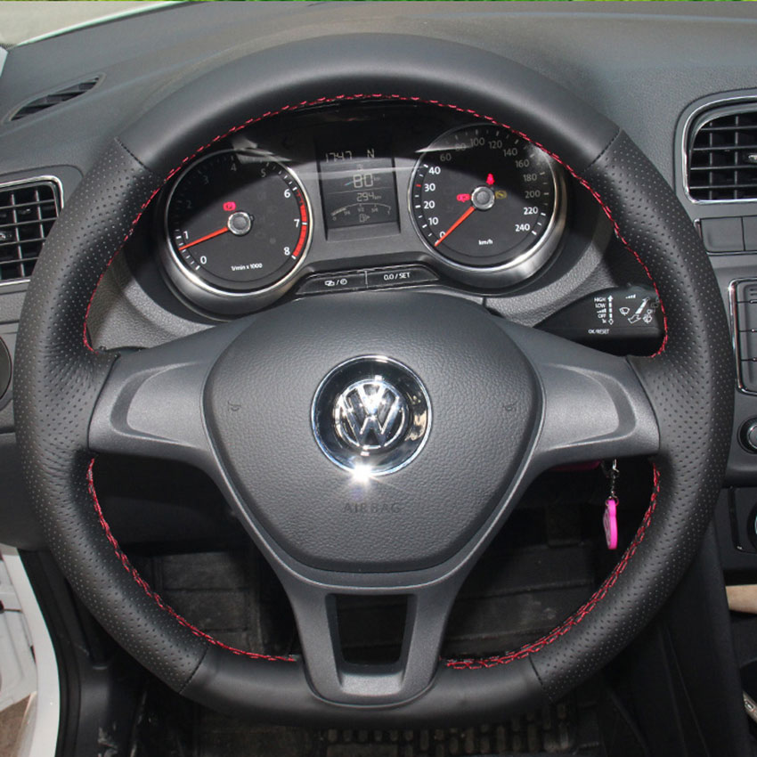 Steering wheel cover Case for Volkswagen VW Passat old Passat B5 B6 Genuine leather DIY Car styling Wheel cover Hand sewing