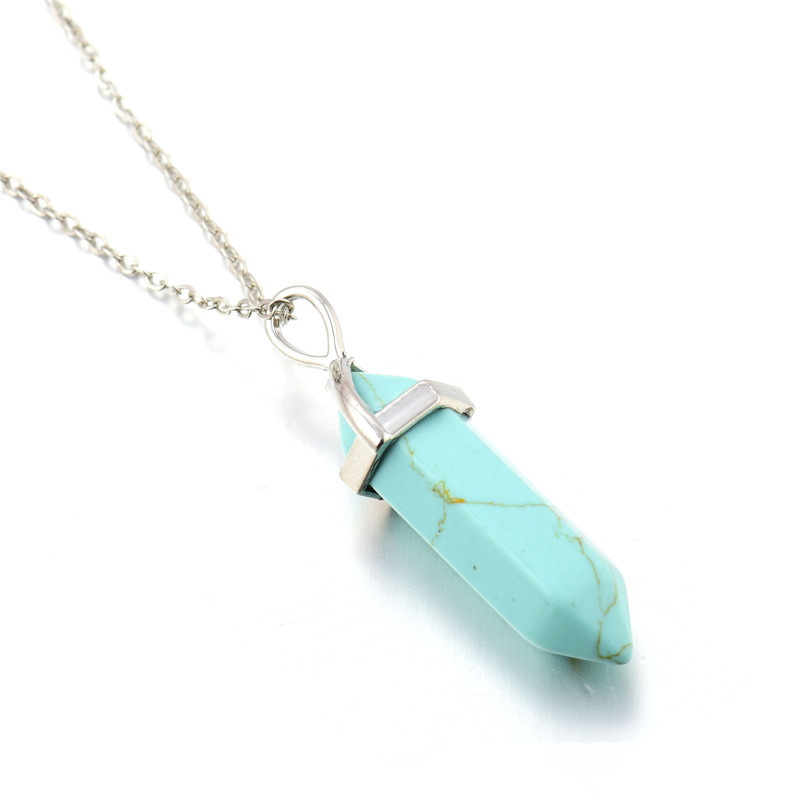 Hexagonal column Natural Amethyst Necklace Pink Crystal Pendant Necklaces Druzy Gem Stone Statement Collares Jewelry