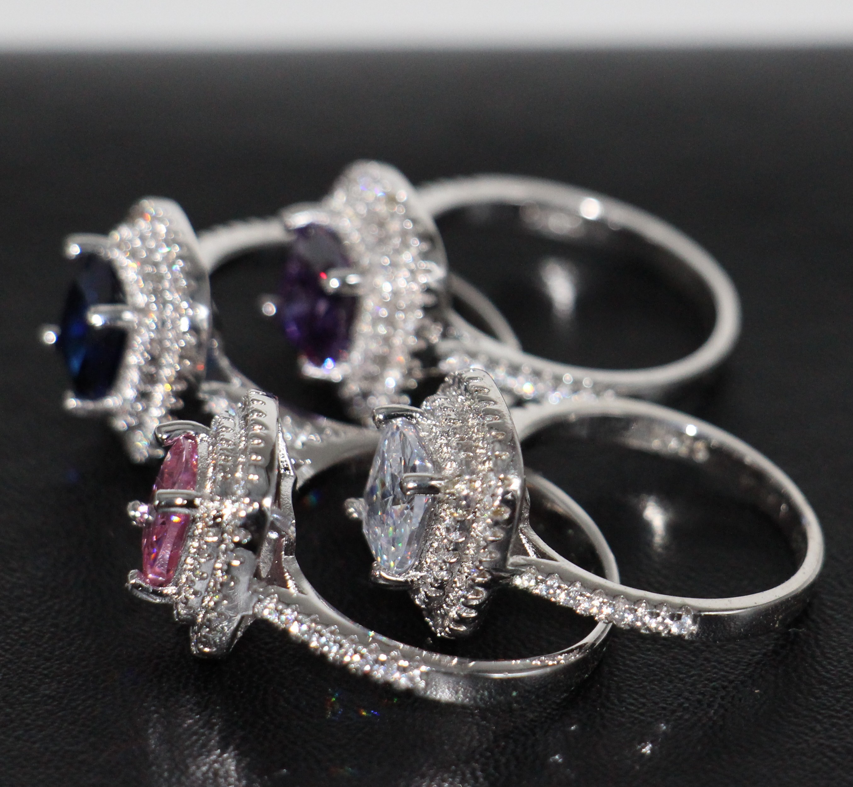 Sterg Sier Multicolor CZ Dia Birthstone Pave Ring | Jewelry for Women