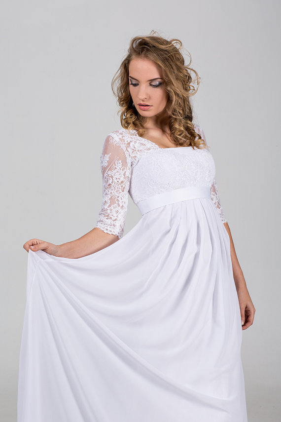 Boho Vintage Chiffon Beach Wedding Dress with Lace Corset Illusion Half Sleeves Satin Belt Bohemian Ruffle Lace-up Bridal Gowns