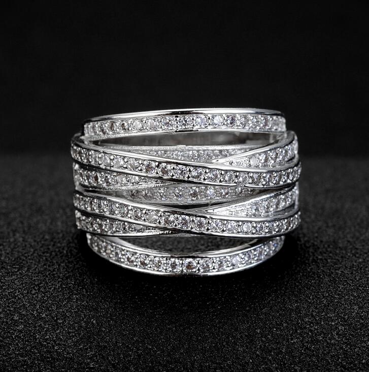 10K White Gold Cubic Zirconia Women's Engagement Ring, Wedding Band Ring Gift, Size 5-9