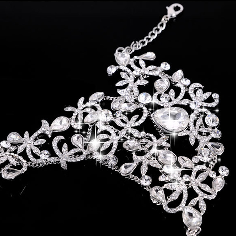 New Arrival Luxury Diamond Crystal Bridal Glove Wrist Fingerless Wedding Jewelry Bracelets for Bride Beaded Mariage Bride