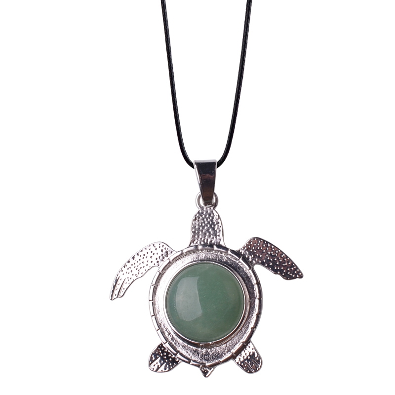 12pc/set 2018 Hot natural stone stainless steel turtle chakra pendant turquoise men and women trendy jewelry natural stone pendant for gift