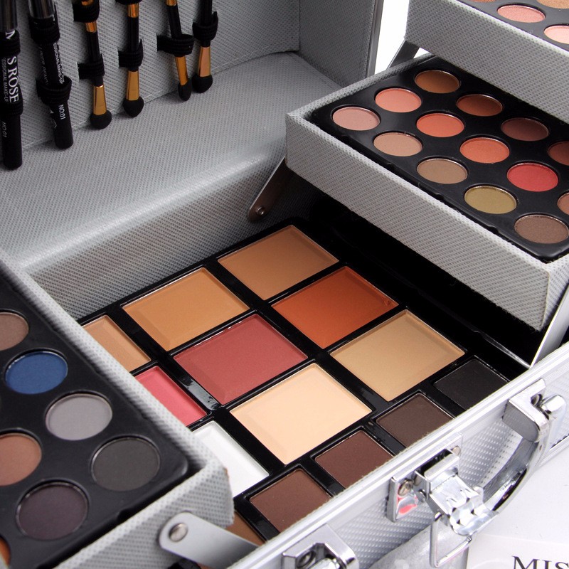 High Quality Miss Rose makeup set Professional Cosmetic Case Makeup Kit Eye shadow Blush Mirror Concealer Case Suitcases