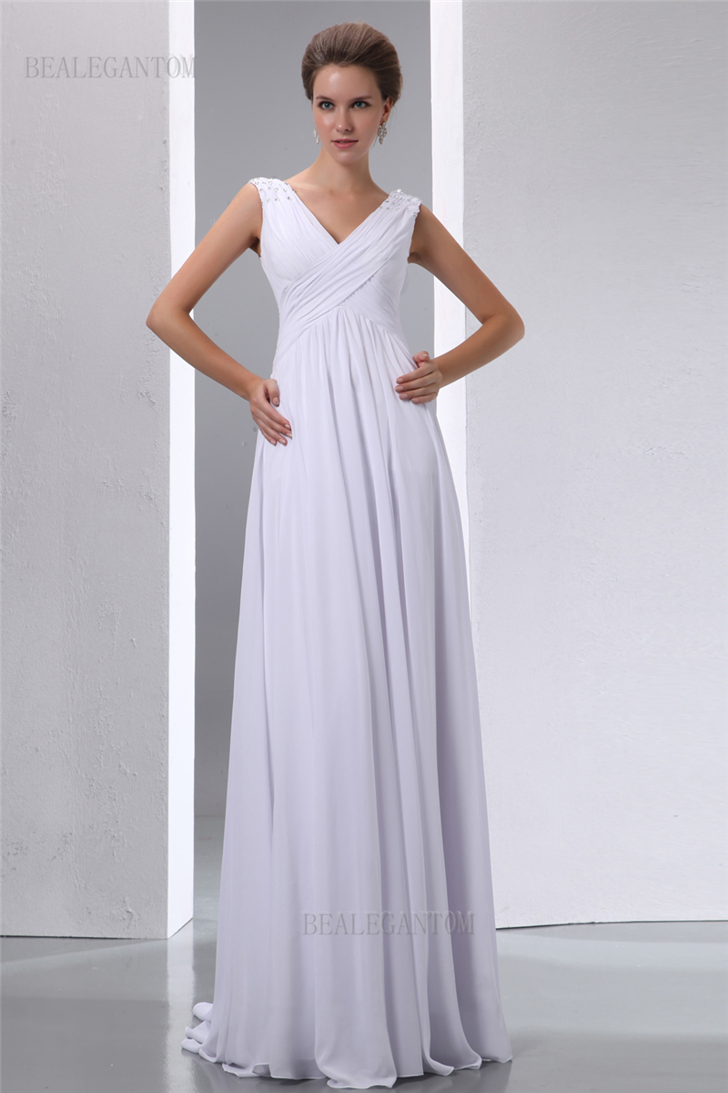 new elegant real photo vneck chiffon wedding dresses aline plus size wedding party bridal gowns bm34