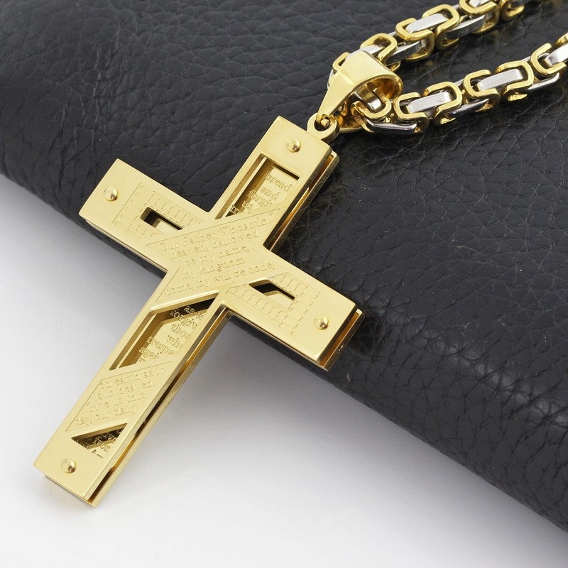 Fashion Titanium Steel Christos Jesus Cross Pendant Necklace Link Byzantine Box Chain Choker Gold Necklaces Colar for Men 21.65" 4mm NNP59, Silver
Fashion Titanium Steel Christos Jesus Cross Pendant Necklace Link Byzantine Box Chain Choker Gold Necklaces Colar for Men 21.65" 4mm NNP59, Silver