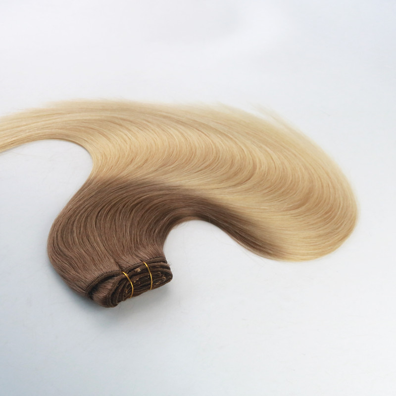 Ombre Color #6#613 Best Seling High Quality Fashion Style Virgin Remy Hair Straight Human Hair Clip in Hair Extension 100G Per Bundle