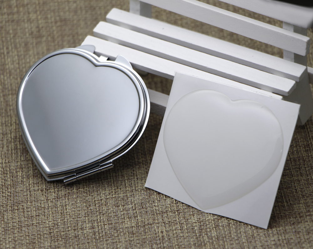 Heart Pocket Mirror Silver Compact Mirror with Resin Epoxy Sticker DIY set Trail order 5 pieces/lot #M0838