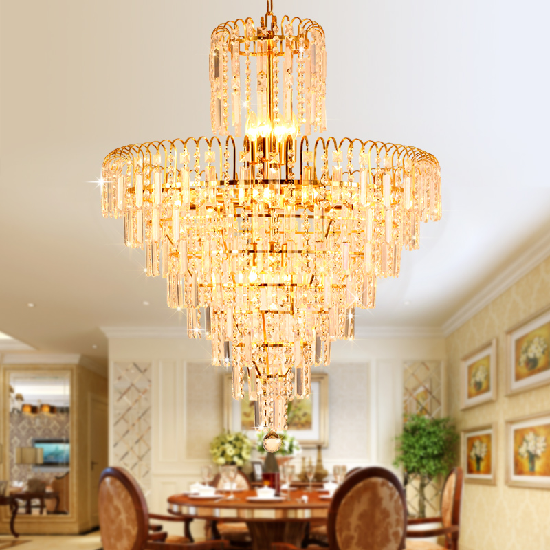 LED Modern Chandelier American Gold Crystal Chandeliers Lights Fixture Home Dining Room Hotel Hall Restaurant Crystal Droplight Hanging Lamp
