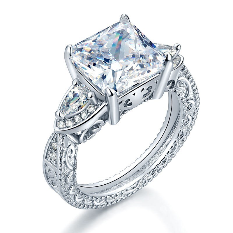 Size 5/6/7/8/9/10 Brand New Women Fashion Jewelry Heart Cut 925 Sterling Silver White Sapphire CZ Diamond Women Wedding Band Rings For Lover