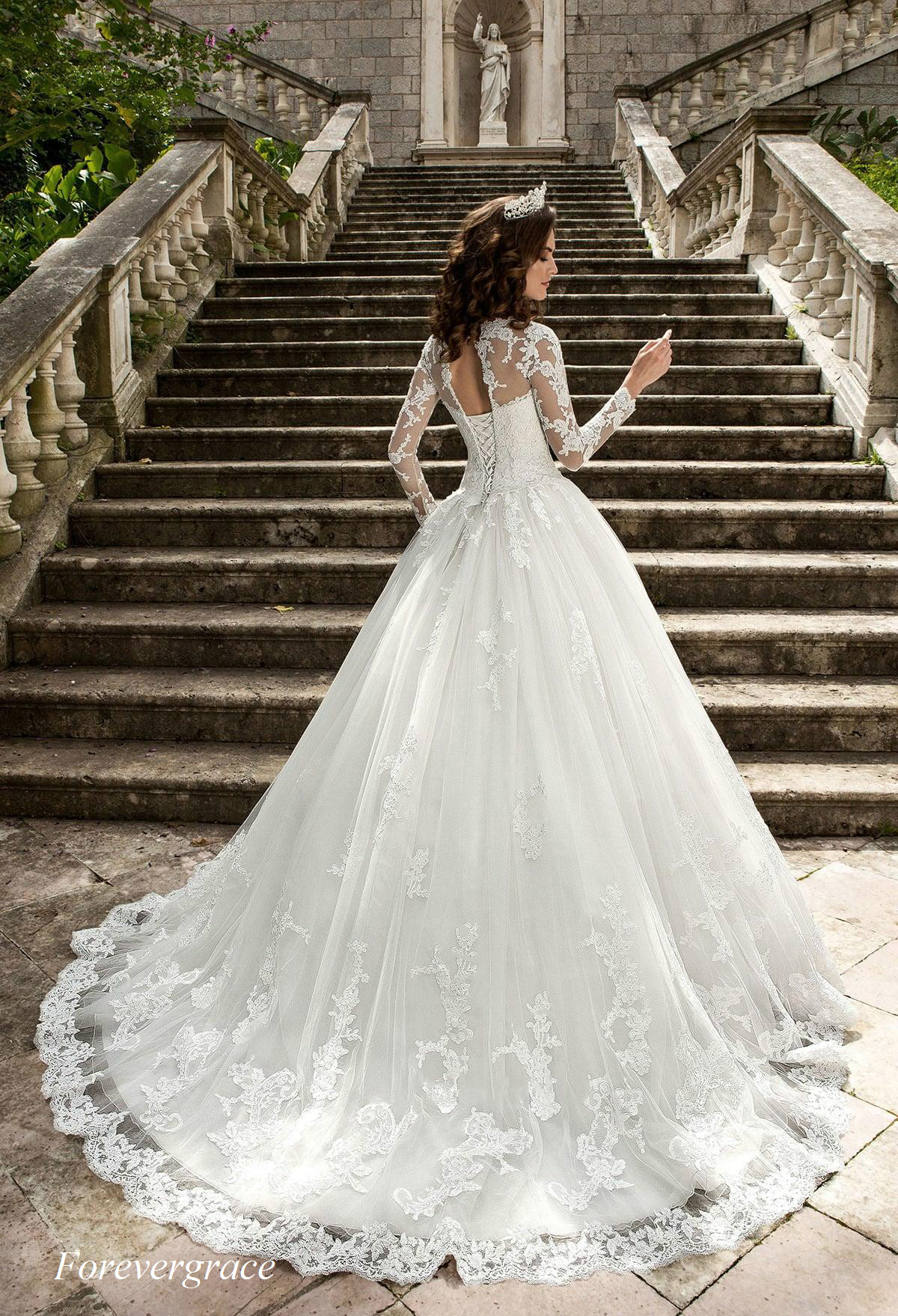 Vintage Cheap A-line Lace New Queen Wedding Dress High Quality Sheer Neck Corset Back Long Sleeves Bridal Gown Custom Made Plus Size