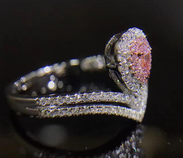 Wholesale New Women Luxury Jewelry 925 Sterling Silver Pear Cut Pave Setting Pink Sapphire CZ Diamond Gemstones Wedding Bridal Ring Set Gift