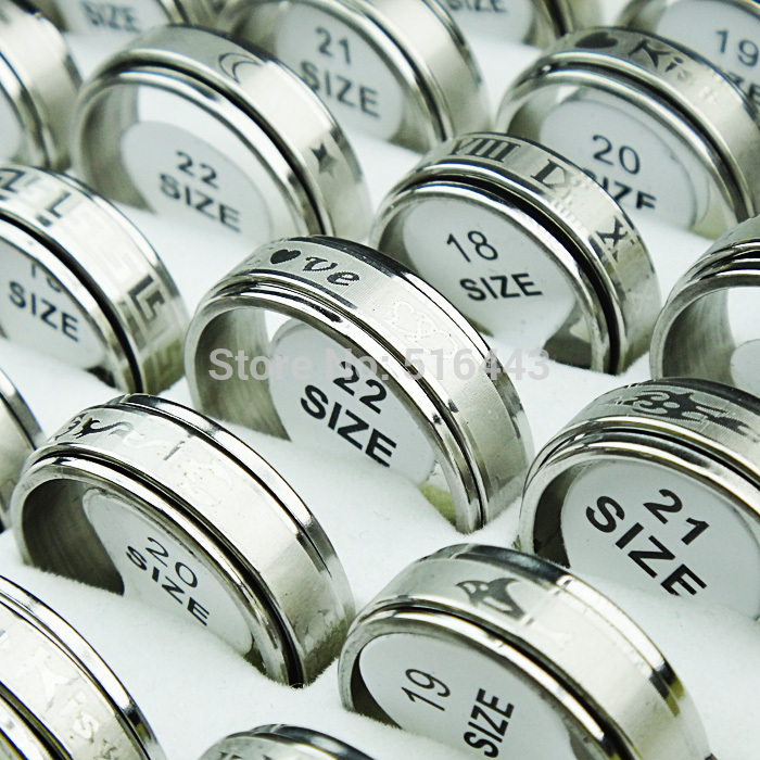 New Arrival 30pcs Fashion Double Layer Spin 316L Stainless steel Bulk Silver Rings for Women Mens Wholesale Jewelry Lots A365
New Arrival 30pcs Fashion Double Layer Spin 316L Stainless steel Bulk Silver Rings for Women Mens Wholesale Jewelry Lots A365