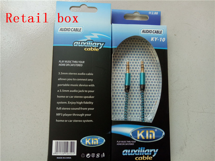 New 3.5mm AUX Audio Cables Male To Male Stereo Car Extension Aux Cable For MP3 For phone 10 Colors with retail package