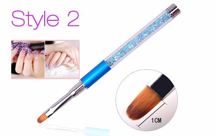 Nail Art Brush Pen Rhinestone Diamond Metal Acrylic Handle Carving Powder Gel Liquid Salon Liner Nail Brush With Cap ZA2094